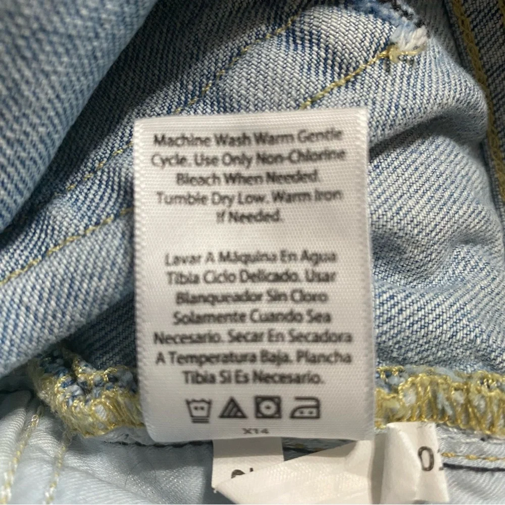Blue Relaxed Fit Jeans with Distressed Details Super High Crop Wide Straight 12